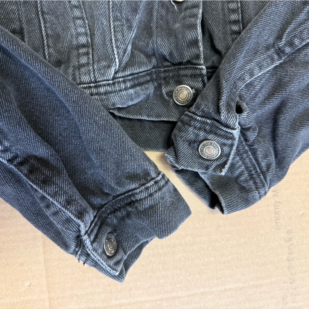 Free People Women’s We the Free Rumors Denim Jacket Black 100% Cotton Grunge - Picture 6 of 8
